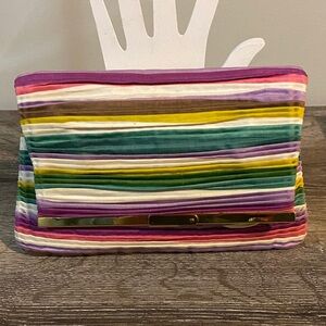 Bienen Davis Vintage Luxury Striped Multicolor Clutch with Gold Accent 9x6